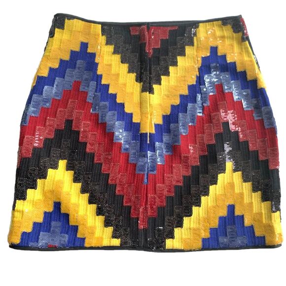 H&M Zigzag Sequin Mini Skirt Size 8 - Picture 13 of 16